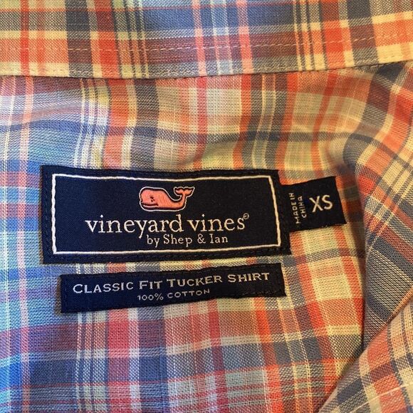 Vineyard Vines Extra Small Classic Fit Ticket Shirt Pink And Blue Plaid - Picture 5 of 5